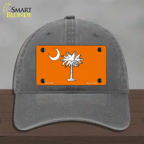 South Carolina Flag Orange Novelty License Plate Hat Unconstructed Cotton / Charcoal