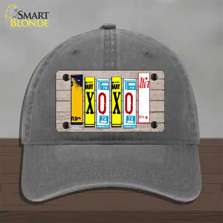 XOXO License Plate Art Novelty License Plate Hat Unconstructed Cotton / Charcoal