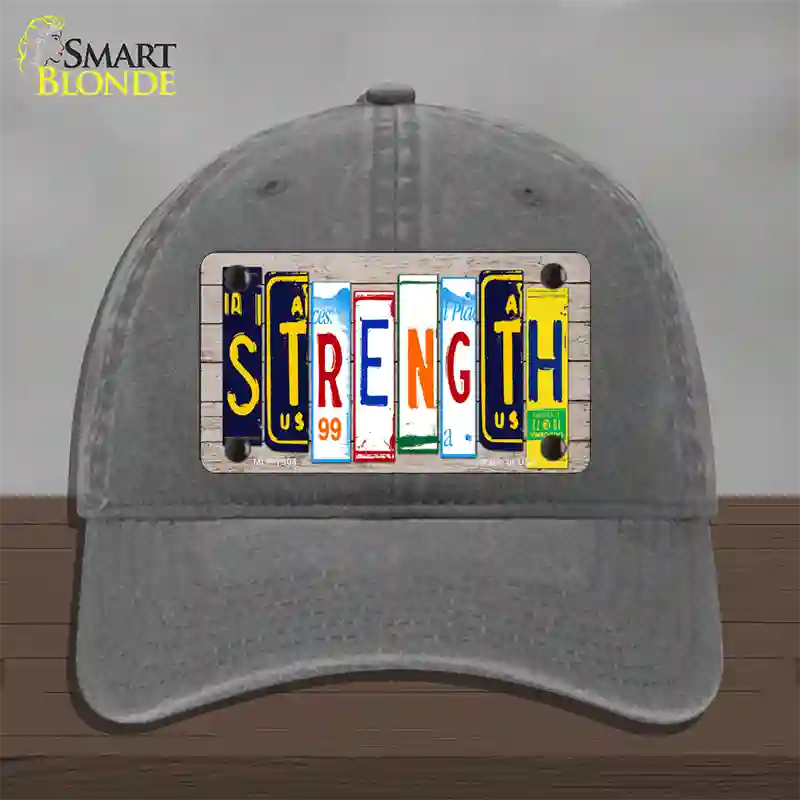 Strength Wood License Plate Art Novelty License Plate Hat Unconstructed Cotton / Charcoal