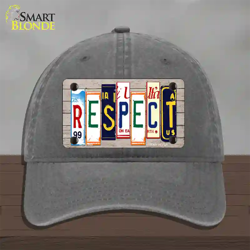 Respect Wood License Plate Art Novelty License Plate Hat Unconstructed Cotton / Charcoal