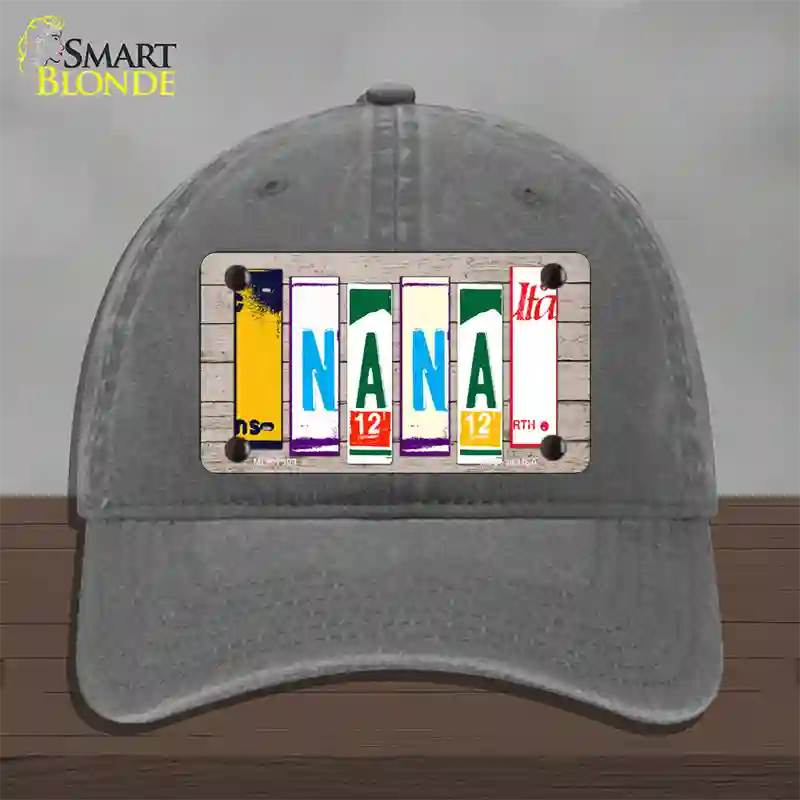 Nana Wood License Plate Art Novelty License Plate Hat Unconstructed Cotton / Charcoal