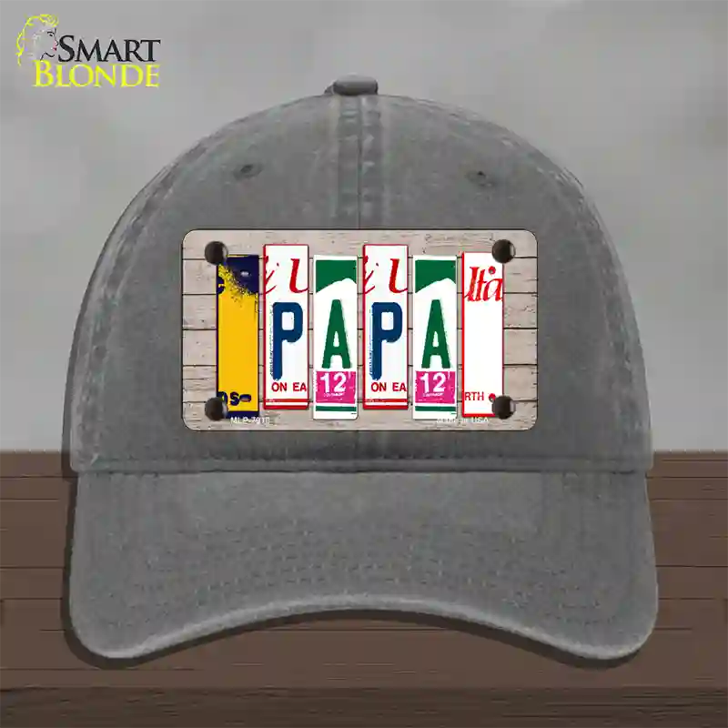 Papa Wood License Plate Art Novelty License Plate Hat Unconstructed Cotton / Charcoal