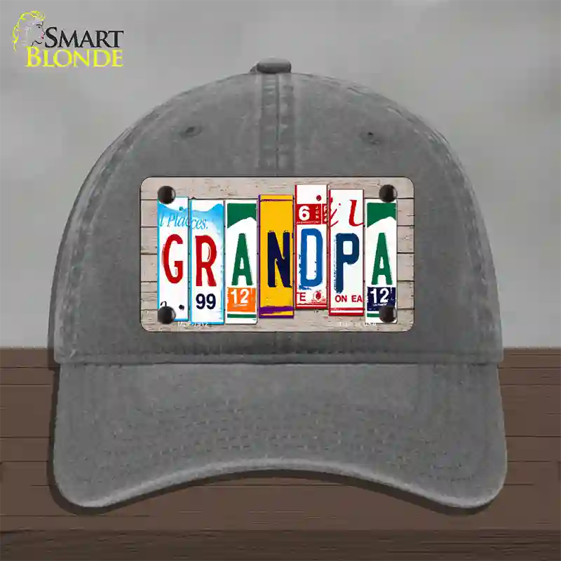 Grandpa Wood License Plate Art Novelty License Plate Hat Unconstructed Cotton / Charcoal