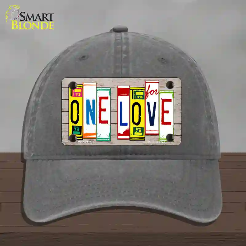 One Love Wood License Plate Art Novelty License Plate Hat Unconstructed Cotton / Charcoal