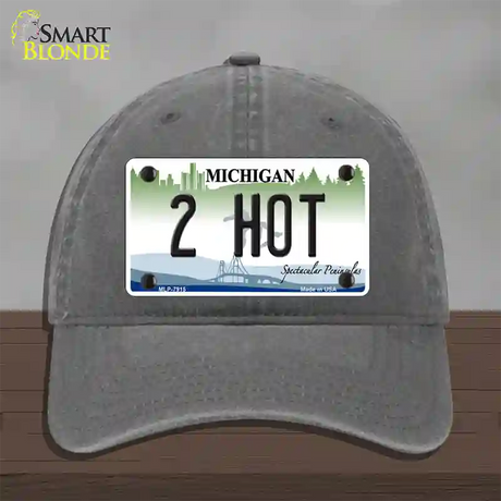 2 Hot Michigan Novelty License Plate Hat Unconstructed Cotton / Charcoal