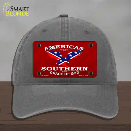 American By Birth Novelty License Plate Hat Unconstructed Cotton / Charcoal