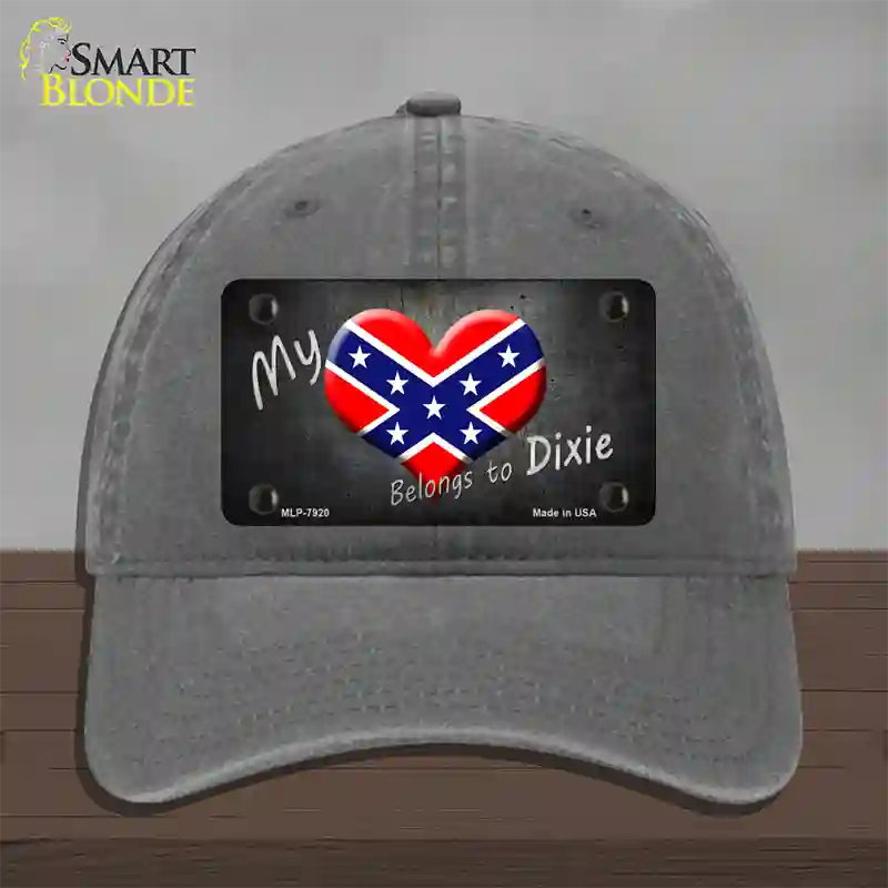 Heart Belongs To Dixie Novelty License Plate Hat Unconstructed Cotton / Charcoal