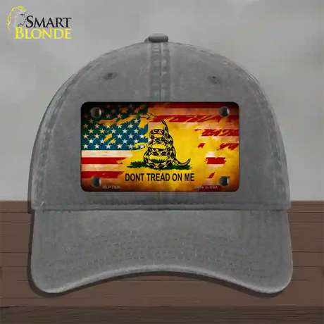 Dont Tread On Me US Flag Novelty License Plate Hat Unconstructed Cotton / Charcoal