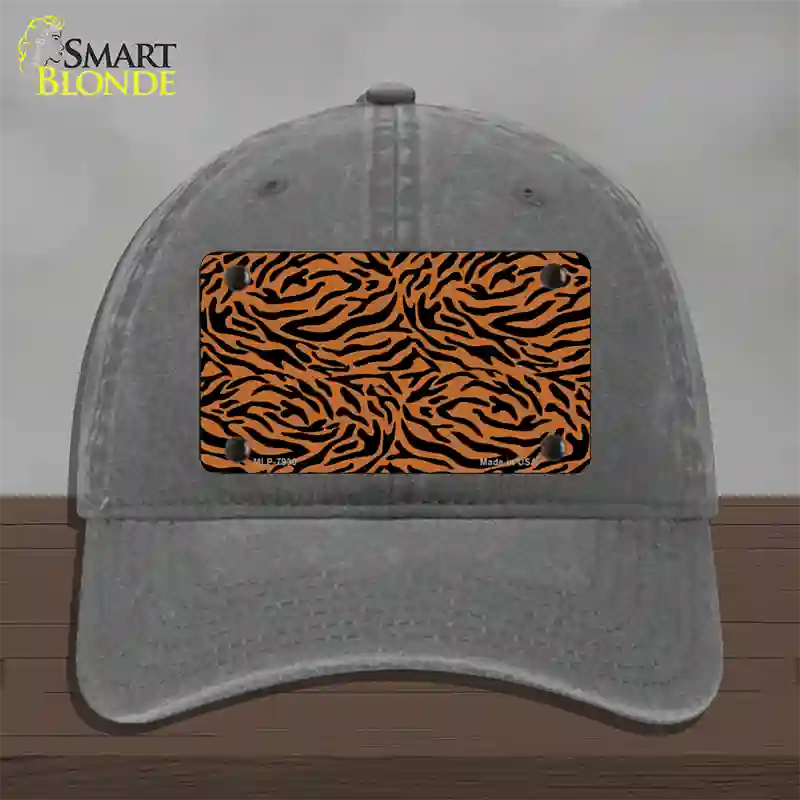 Tiger Print Novelty License Plate Hat Unconstructed Cotton / Charcoal