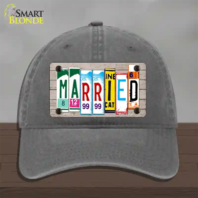 Married Wood License Plate Art Novelty License Plate Hat Unconstructed Cotton / Charcoal