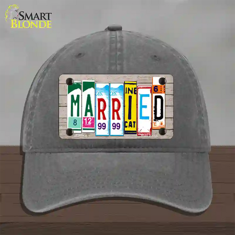 Married Wood License Plate Art Novelty License Plate Hat Unconstructed Cotton / Charcoal