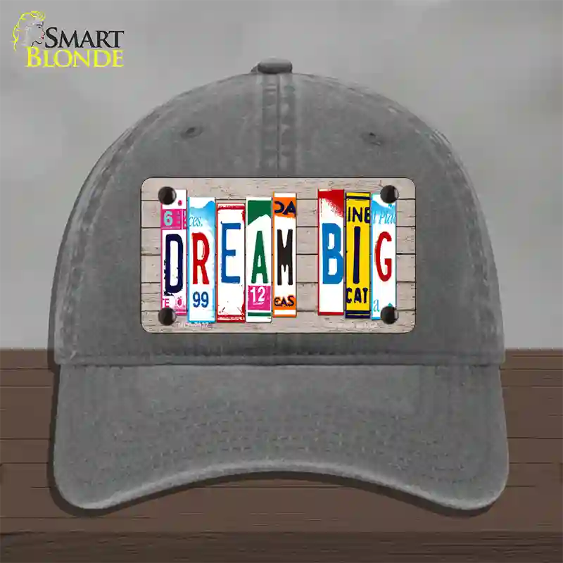 Dream Big Wood License Plate Art Novelty License Plate Hat Unconstructed Cotton / Charcoal