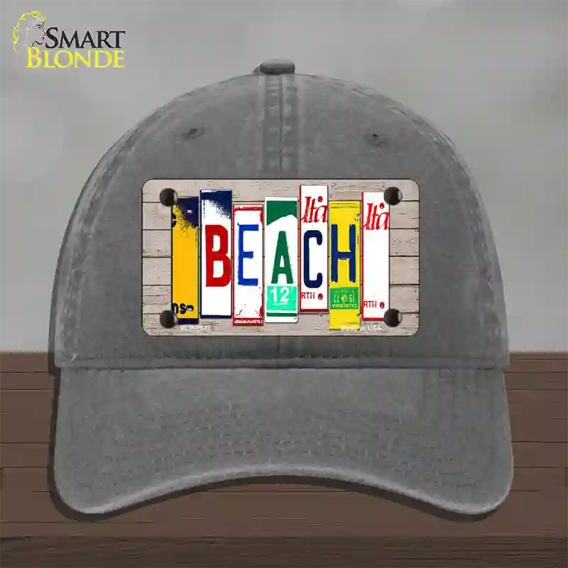 Beach Wood License Plate Art Novelty License Plate Hat Unconstructed Cotton / Charcoal