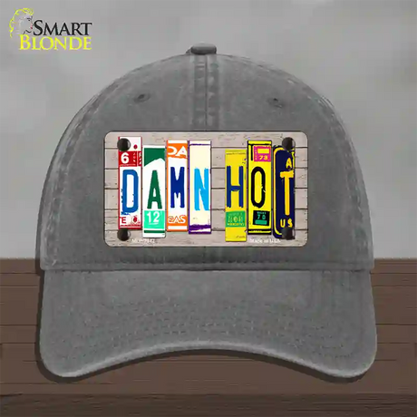 Damn Hot Wood License Plate Art Novelty License Plate Hat Unconstructed Cotton / Charcoal