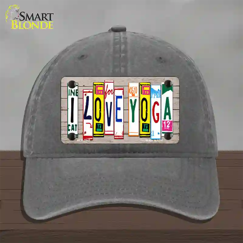 I Love Yoga Wood License Plate Art Novelty License Plate Hat Unconstructed Cotton / Charcoal