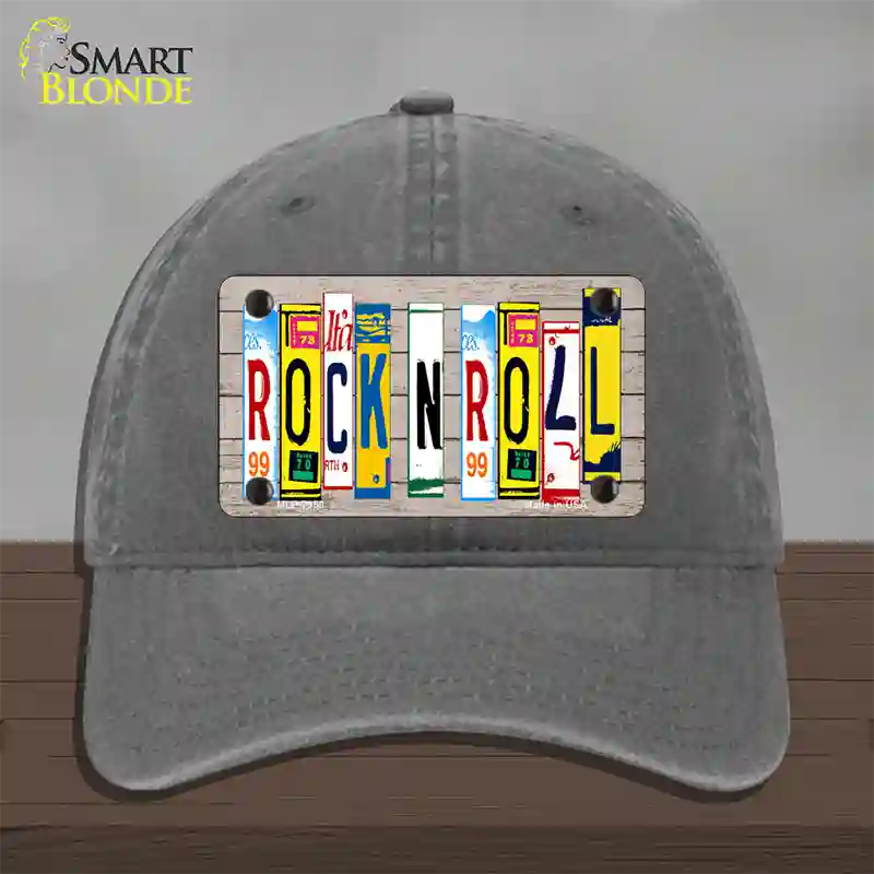 Rock N Roll Wood License Plate Art Novelty License Plate Hat Unconstructed Cotton / Charcoal