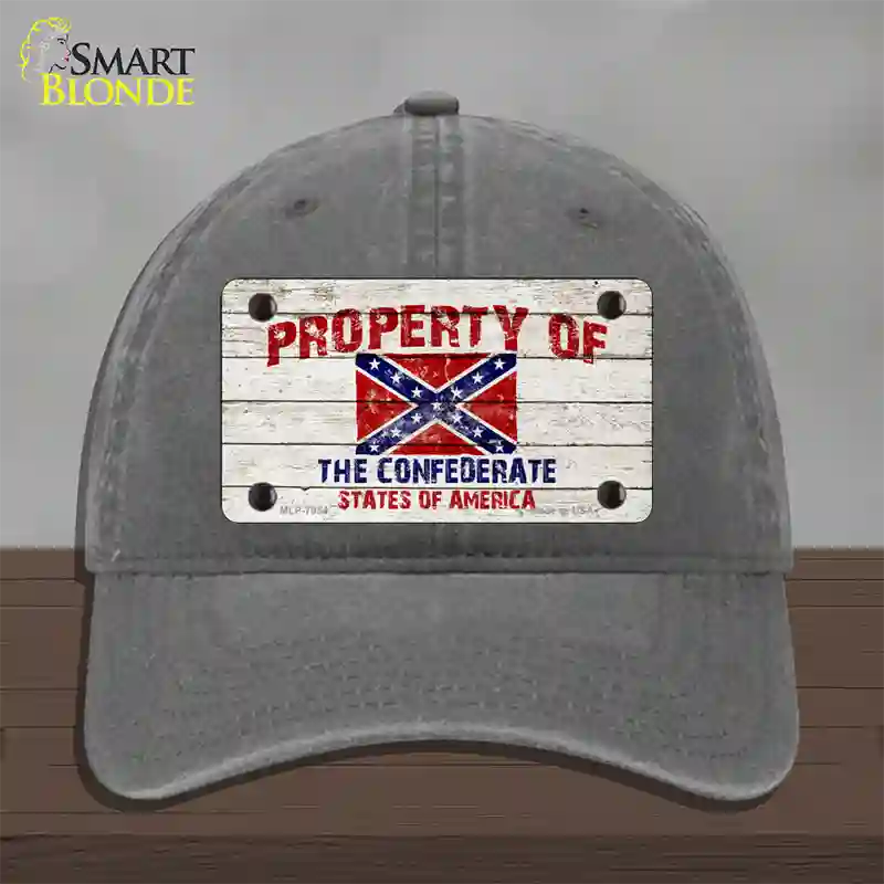 Property Of Confederate States Novelty License Plate Hat Unconstructed Cotton / Charcoal