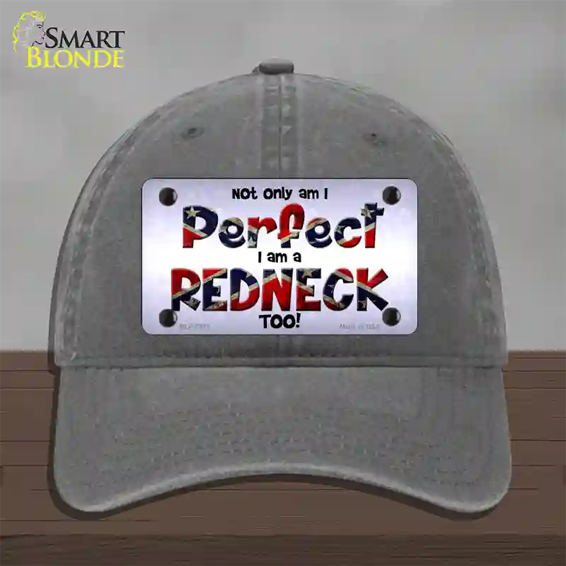 Perfect Redneck Novelty License Plate Hat Unconstructed Cotton / Charcoal