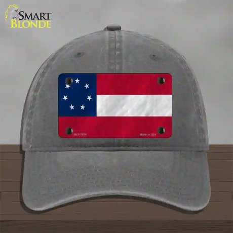 Confederate Flag First 7 Stars Novelty License Plate Hat Unconstructed Cotton / Charcoal