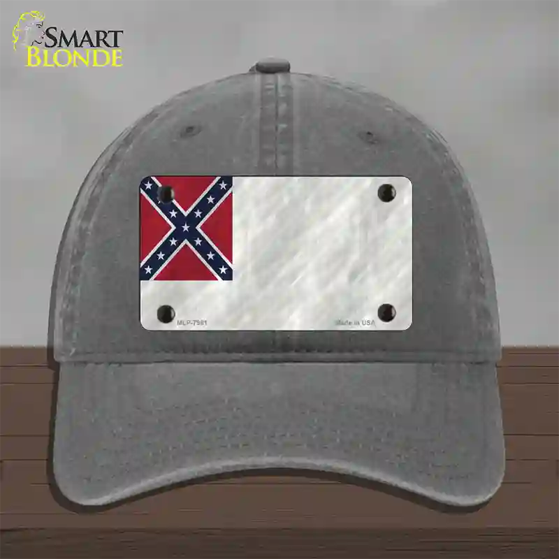 Second Confederate Flag Novelty License Plate Hat Unconstructed Cotton / Charcoal