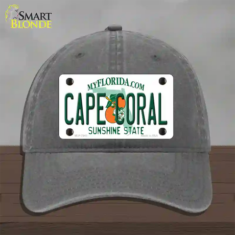 Cape Coral Florida Novelty License Plate Hat Unconstructed Cotton / Charcoal