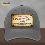 Country Gal Wrong Novelty License Plate Hat Unconstructed Cotton / Charcoal