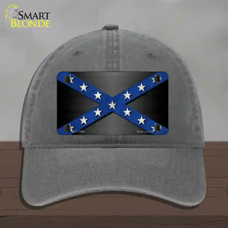 Confederate Stripes Blue Novelty License Plate Hat Unconstructed Cotton / Charcoal