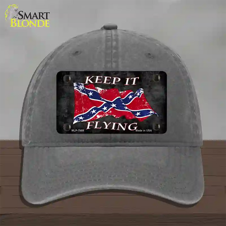 Confederate Keep It Flying Novelty License Plate Hat Unconstructed Cotton / Charcoal