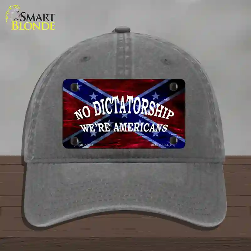 No Dictatorship Novelty License Plate Hat Unconstructed Cotton / Charcoal