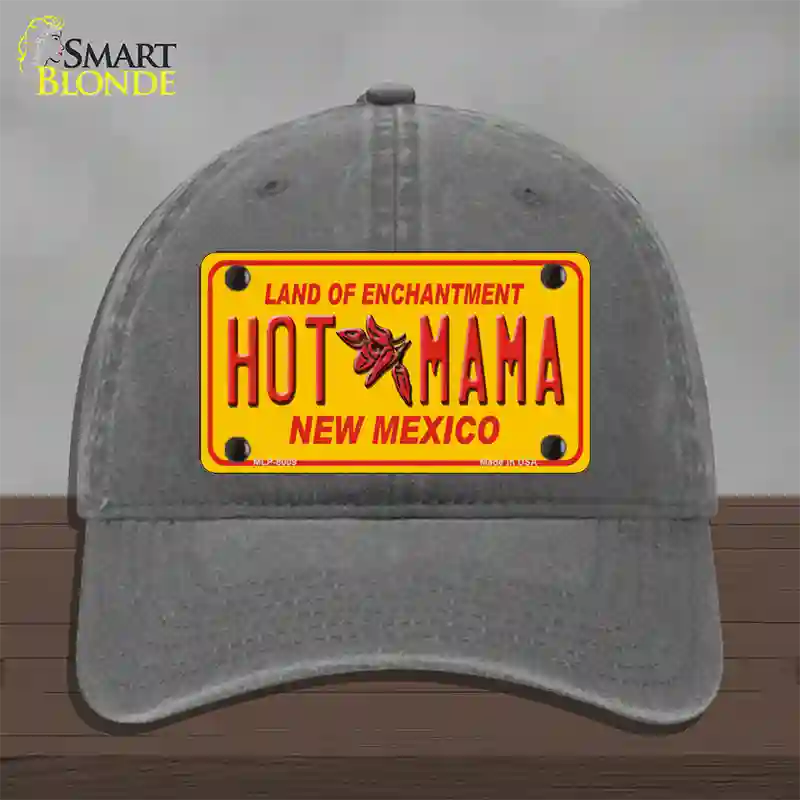 New Mexico Hot Mama Novelty License Plate Hat Unconstructed Cotton / Charcoal