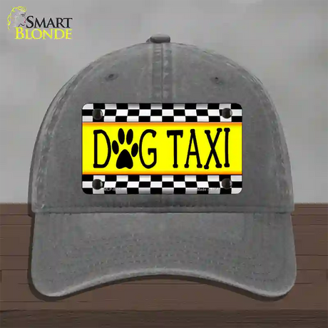 Dog Taxi Novelty License Plate Hat Unconstructed Cotton / Charcoal