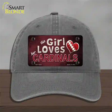 This Girl Loves Her Cardinals Novelty License Plate Hat Unconstructed Cotton / Charcoal