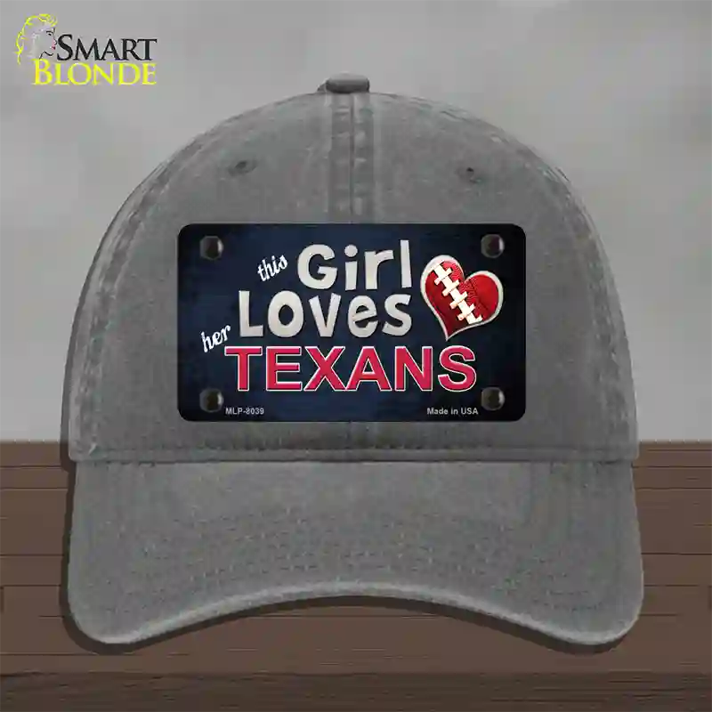 This Girl Loves Her Texans Novelty License Plate Hat Unconstructed Cotton / Charcoal