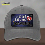 This Girl Loves Her Ravens Novelty License Plate Hat Unconstructed Cotton / Charcoal