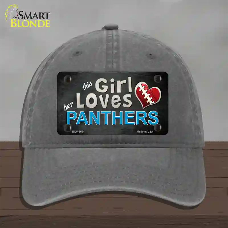 This Girl Loves Her Panthers Novelty License Plate Hat Unconstructed Cotton / Charcoal