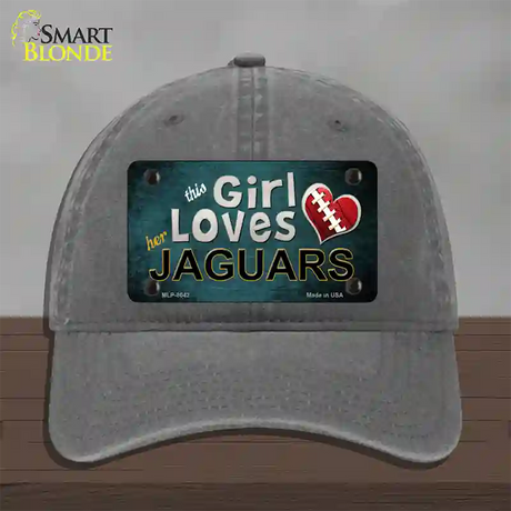 This Girl Loves Her Jaguars Novelty License Plate Hat Unconstructed Cotton / Charcoal