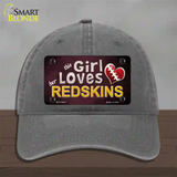 This Girl Loves Her Redskins Novelty License Plate Hat Unconstructed Cotton / Charcoal