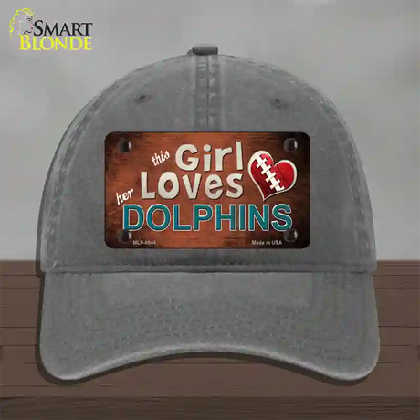 This Girl Loves Her Dolphins Novelty License Plate Hat Unconstructed Cotton / Charcoal