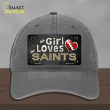 This Girl Loves Her Saints Novelty License Plate Hat Unconstructed Cotton / Charcoal