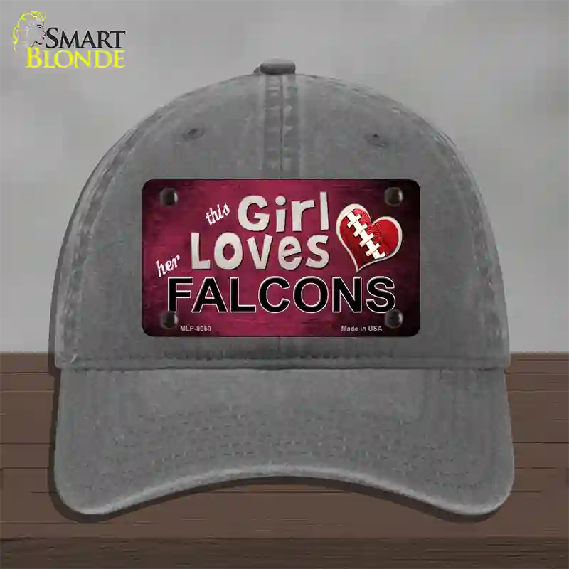 This Girl Loves Her Falcons Novelty License Plate Hat Unconstructed Cotton / Charcoal