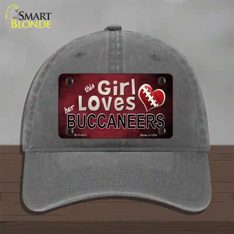 This Girl Loves Her Buccaneers Novelty License Plate Hat Unconstructed Cotton / Charcoal