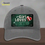 This Girl Loves Her Jets Novelty License Plate Hat Unconstructed Cotton / Charcoal