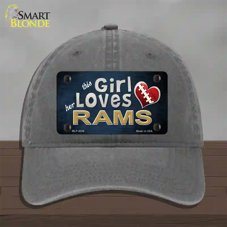 This Girl Loves Her Rams Novelty License Plate Hat Unconstructed Cotton / Charcoal