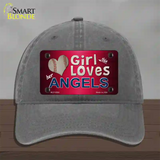 This Girl Loves Her Angels Novelty License Plate Hat Unconstructed Cotton / Charcoal