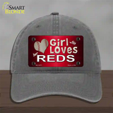 This Girl Loves Her Reds Novelty License Plate Hat Unconstructed Cotton / Charcoal