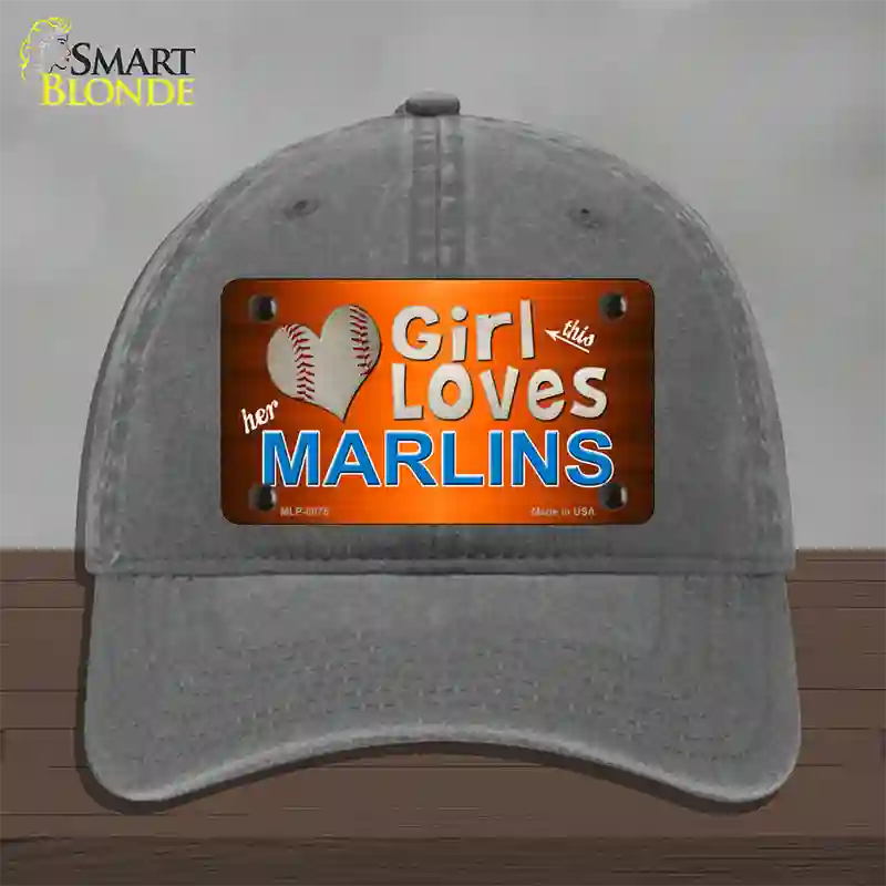 This Girl Loves Her Marlins Novelty License Plate Hat Unconstructed Cotton / Charcoal