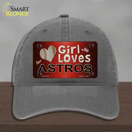 This Girl Loves Her Astros Novelty License Plate Hat Unconstructed Cotton / Charcoal