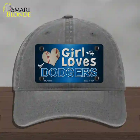 This Girl Loves Her Dodgers Novelty License Plate Hat Unconstructed Cotton / Charcoal