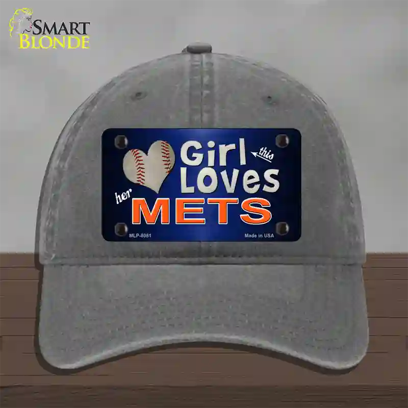 This Girl Loves Her Mets Novelty License Plate Hat Unconstructed Cotton / Charcoal