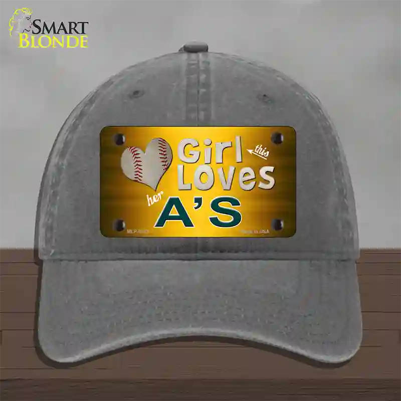 This Girl Loves Her Athletics Novelty License Plate Hat Unconstructed Cotton / Charcoal